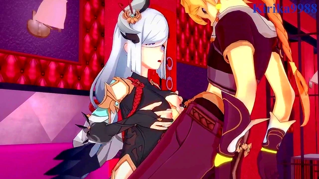 Intense 3D Anime Sex With Big-Busted Noelle, Shenhe & Aether From Genshin Impact