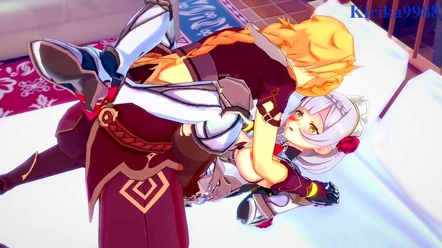Intense 3D Anime Sex With Big-Busted Noelle, Shenhe & Aether From Genshin Impact
