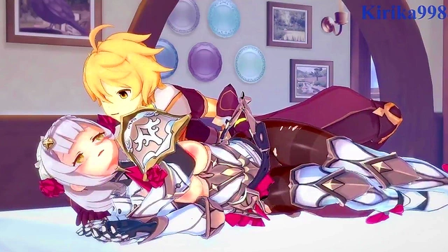 Intense 3D Anime Sex With Big-Busted Noelle, Shenhe & Aether From Genshin Impact