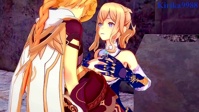 Intense 3D Hentai Sex With Lumine, Jean, and Aether From Genshin Impact