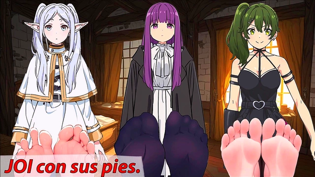 Frieren, Fern & Ubel Give Foot JOI pleasures in Anime Bliss