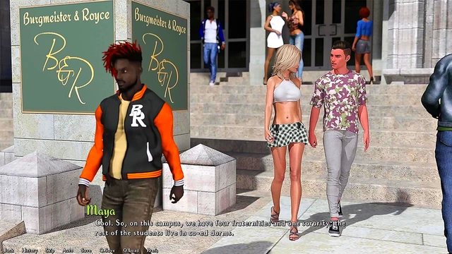 Cute Busty Blonde Guides You Through Campus in Sexy Outfit for Naughty Fun