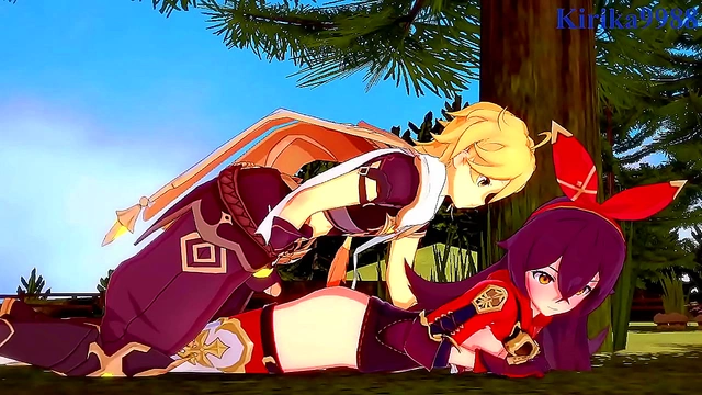 Intense 3D Hentai Sex With Amber, Amy, and Aether From Genshin Impact