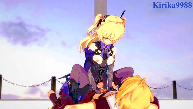 Intense 3D Hentai Sex With Amber, Amy, and Aether From Genshin Impact