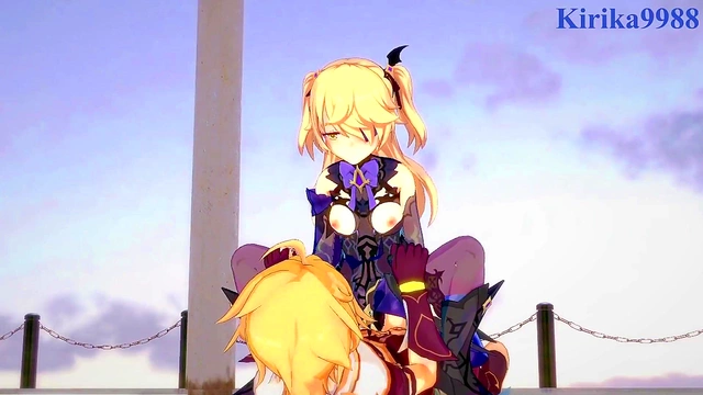 Intense 3D Hentai Sex With Amber, Amy, and Aether From Genshin Impact