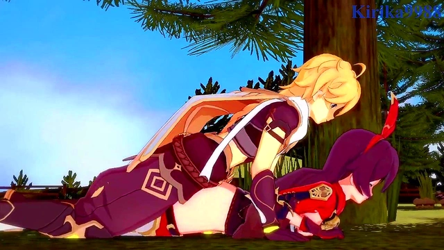 Intense 3D Hentai Sex With Amber, Amy, and Aether From Genshin Impact