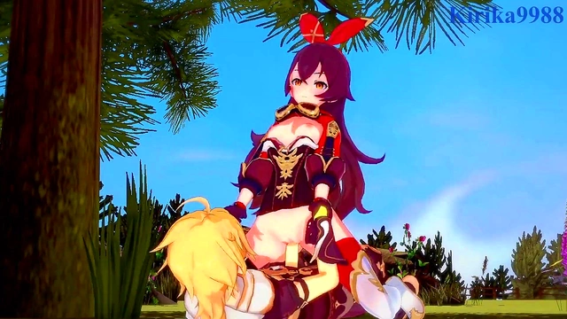 Intense 3D Hentai Sex With Amber, Amy, and Aether From Genshin Impact