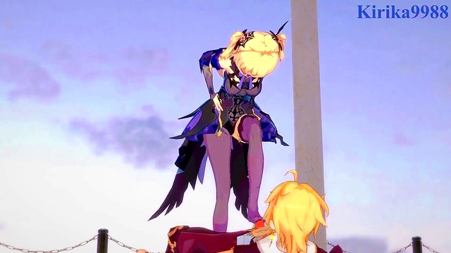 Intense 3D Hentai Sex With Amber, Amy, and Aether From Genshin Impact