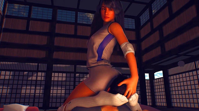 Busty Femdom Goddess Facesits Submissive Student During Anime Yoga Class