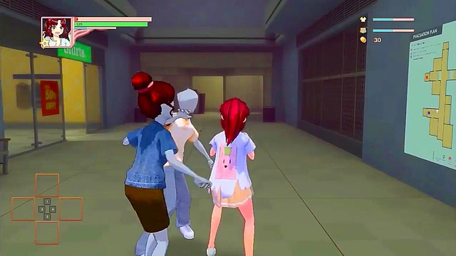 Red-Haired Lady Seduces in Curs Pantsu for Steamy Hentai Game Action