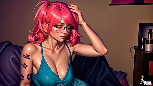 Possessed Nerdy Girl Dominates Curvy Bitches With Huge Cock In Sexy Outfits