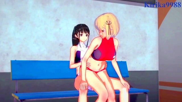 Chisato Nishikigi & Takina Inoue Engage in Intense Futanari Sex With Big Boobs & Creampie