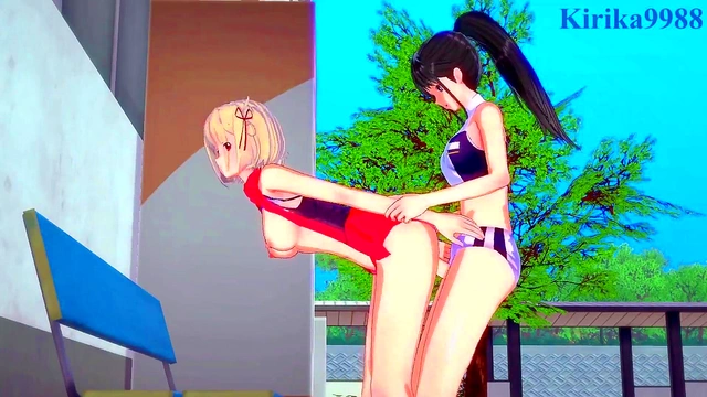 Chisato Nishikigi & Takina Inoue Engage in Intense Futanari Sex With Big Boobs & Creampie