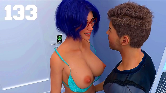 Busty Blue-Haired MILF Craves Dick In Sexy Outfit During Stranded Space Adventure