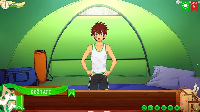 Taiga Jerks Off Behind Tree in Russian Voiced Hentai Game Friends Camp