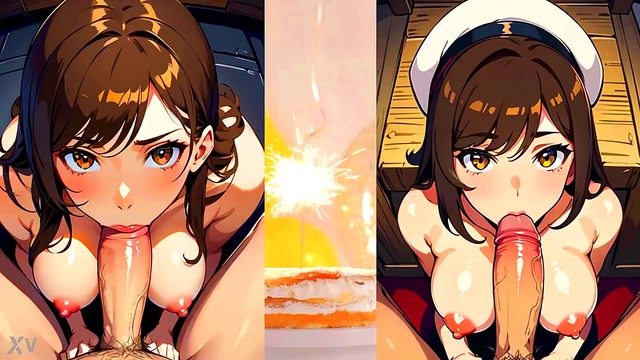 3D Anime Chick Sucks Big Cock in Hot Hentai Blowjob Action