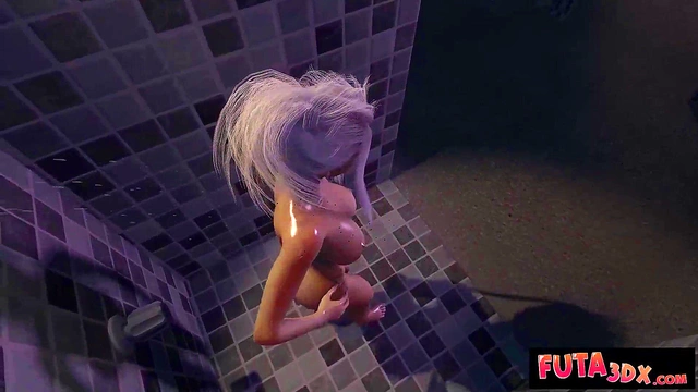 Big-Titted Futanari Babe Gets Hard AnalFuck In The Shower Doggy Style