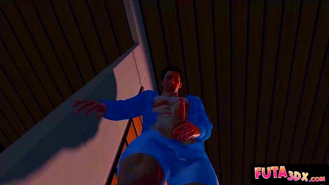 Big-Titted Futanari Babe Gets Hard AnalFuck In The Shower Doggy Style