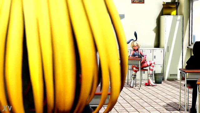 Big-Titted Futanari Student Masturbates for Teacher With Big Dick Load