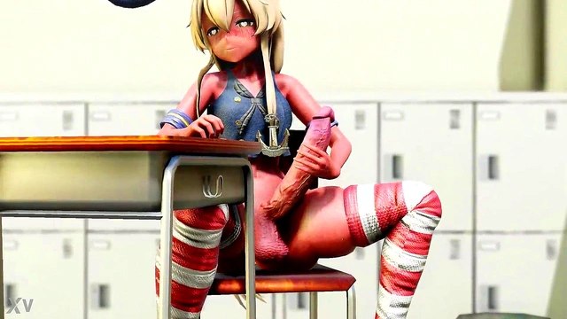 Big-Titted Futanari Student Masturbates for Teacher With Big Dick Load