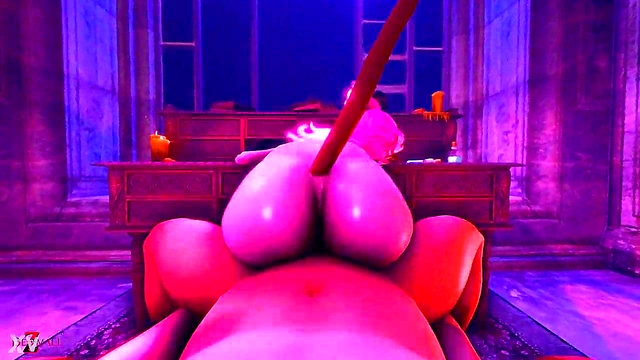 Pink-Haired Neko Vamp Kitty Rides Big Dick Reverse Cowgirl for Hardcore Creampie