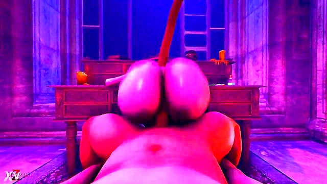 Pink-Haired Neko Vamp Kitty Rides Big Dick Reverse Cowgirl for Hardcore Creampie