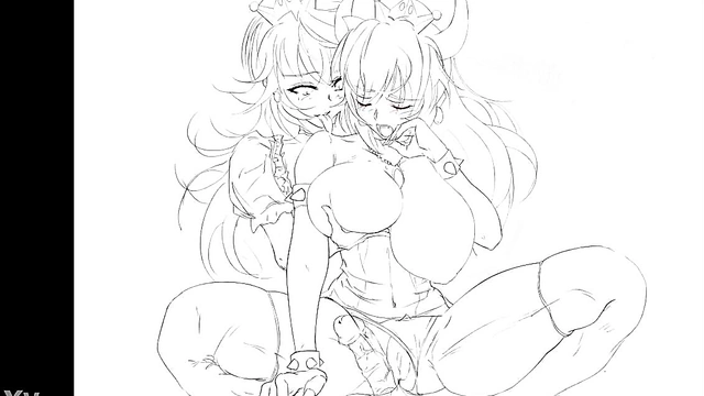 Bowsette & Booette Spread Pussy for Big Dick Fun in Anime Lesbian Adventure