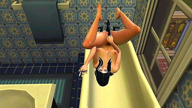 Nazella Mortiz Teases With Nipple Pasties in Bathroom 3D Hentai Porn Game