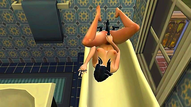 Nazella Mortiz Teases With Nipple Pasties in Bathroom 3D Hentai Porn Game