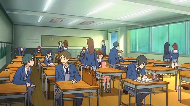 Kawaii Anime Girl from Kyoukai no Kanata Rides Dick for Juicy Creampie