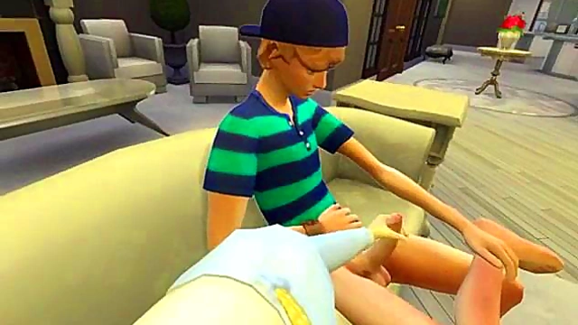 Teen fucks Blonde Woman in Wicked Whims 3D Hentai Cartoon