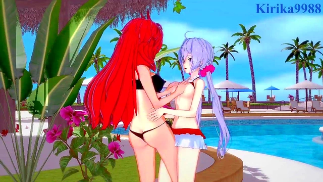 Intense Lesbian Play Between Kanade, Chris & Tsubasa in Symphogear Hentai