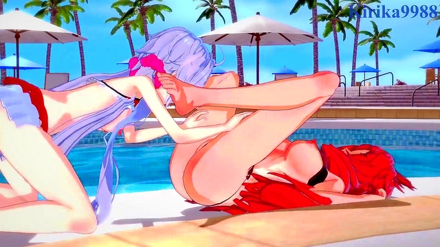 Intense Lesbian Play Between Kanade, Chris & Tsubasa in Symphogear Hentai