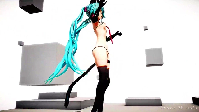 Hatsune Miku Pink Cat Dances & Masturbates for Exotic Anime Fun