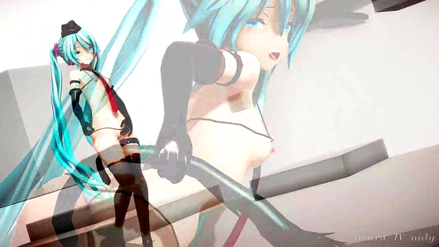 Hatsune Miku Pink Cat Dances & Masturbates for Exotic Anime Fun