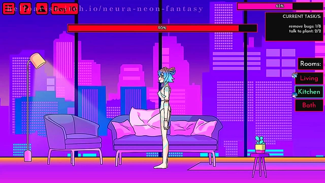 Cute Anime Chick Seduces in Neon Fantasy for Erotic Fun