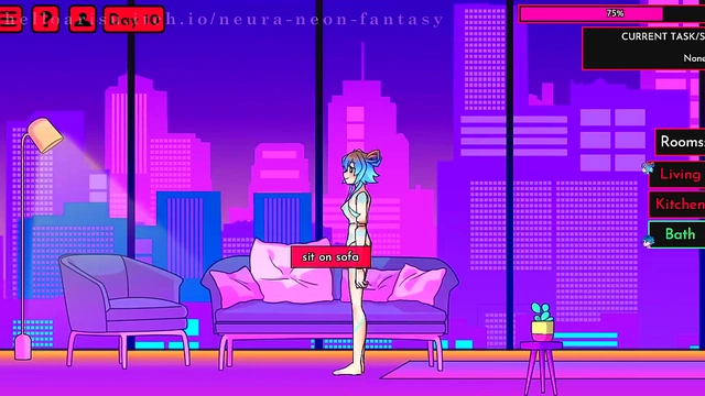 Cute Anime Chick Seduces in Neon Fantasy for Erotic Fun