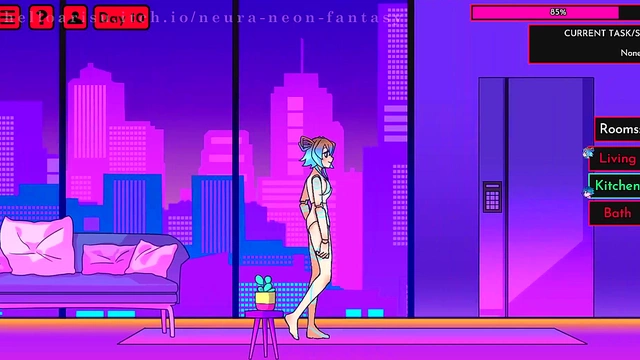 Cute Anime Chick Seduces in Neon Fantasy for Erotic Fun