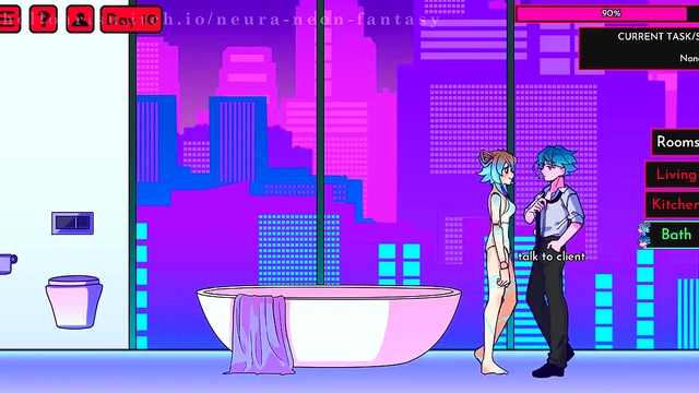 Cute Anime Chick Seduces in Neon Fantasy for Erotic Fun