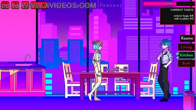 Cute Anime Chick Seduces in Neon Fantasy for Erotic Fun