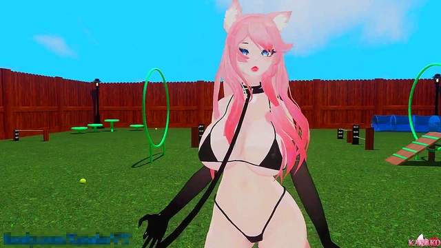 Submissive Catgirl Moans and Squirts While Master Trains Her Curvy Body