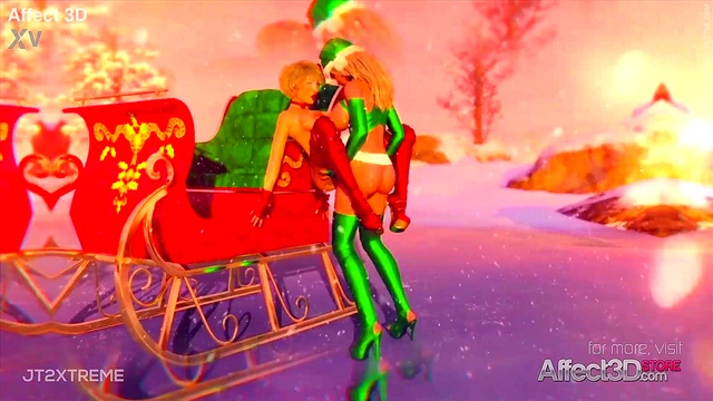 Futuristic Futanari Babes Enjoy Sizzling Lesbian Christmas Fun With Big Tits And Blowjobs