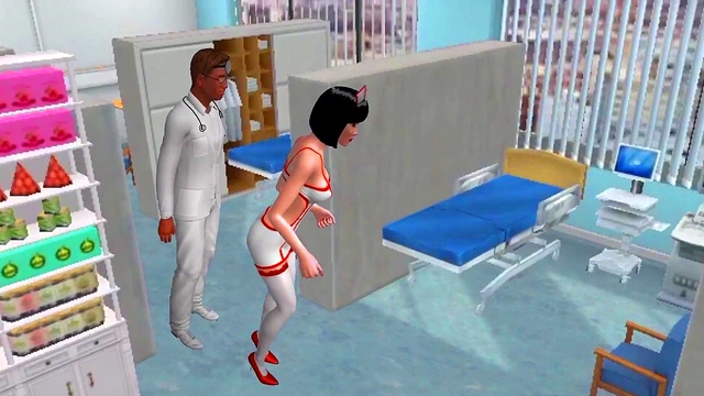 3D Nurse Gives Virtual Blowjob To Cartoon Doctor In Naughty Clinic Scene