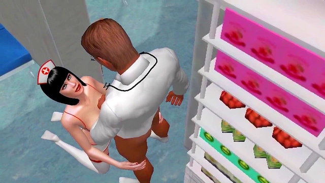 3D Nurse Gives Virtual Blowjob To Cartoon Doctor In Naughty Clinic Scene