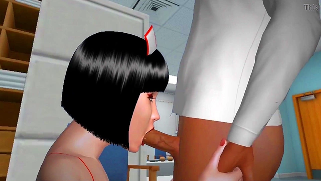 3D Nurse Gives Virtual Blowjob To Cartoon Doctor In Naughty Clinic Scene