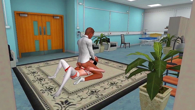 3D Nurse Gives Virtual Blowjob To Cartoon Doctor In Naughty Clinic Scene