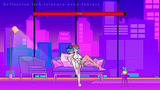Cute Anime Babe Seduces in Erotic Neon Fantasy for Hot Hentai Action