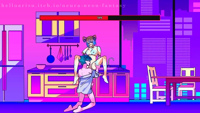 Cute Anime Babe Seduces in Erotic Neon Fantasy for Hot Hentai Action