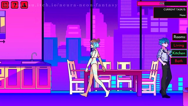 Cute Anime Babe Seduces in Erotic Neon Fantasy for Hot Hentai Action
