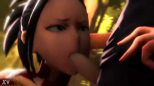 Momo Yaoyorozu Trains with Todoroki & Tokoyami in Hot BnHA SFM Group Scene